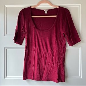 Scoop Neck Dark Red J. Crew Shirt - Small